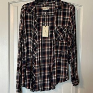 Universal Thread Navy and brown 
Plaid Shirt